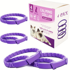 4-Pack Calming Pheromone Collars for Cats & Kittens | Effective Feline Relaxing Aid – Adjustable Comfort Fit for Small, Medium & Large Cats