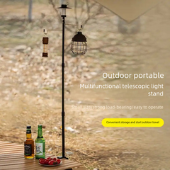 Portable Camping Light Stand with Double Hooks - Adjustable Height