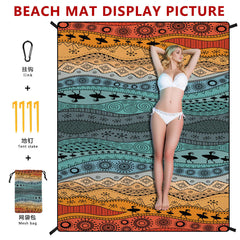 [Bohemian waterproof and sand-proof beach mat] Extra large portable and foldable | With hooks & ground nails & storage bag | Essential for summer outdoor travel and camping