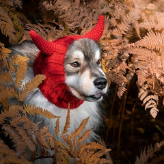 Unicorn Red Devil Monster Pet Hat - Warm Windproof Halloween Fantasy Knit Hat for Cats & Dogs