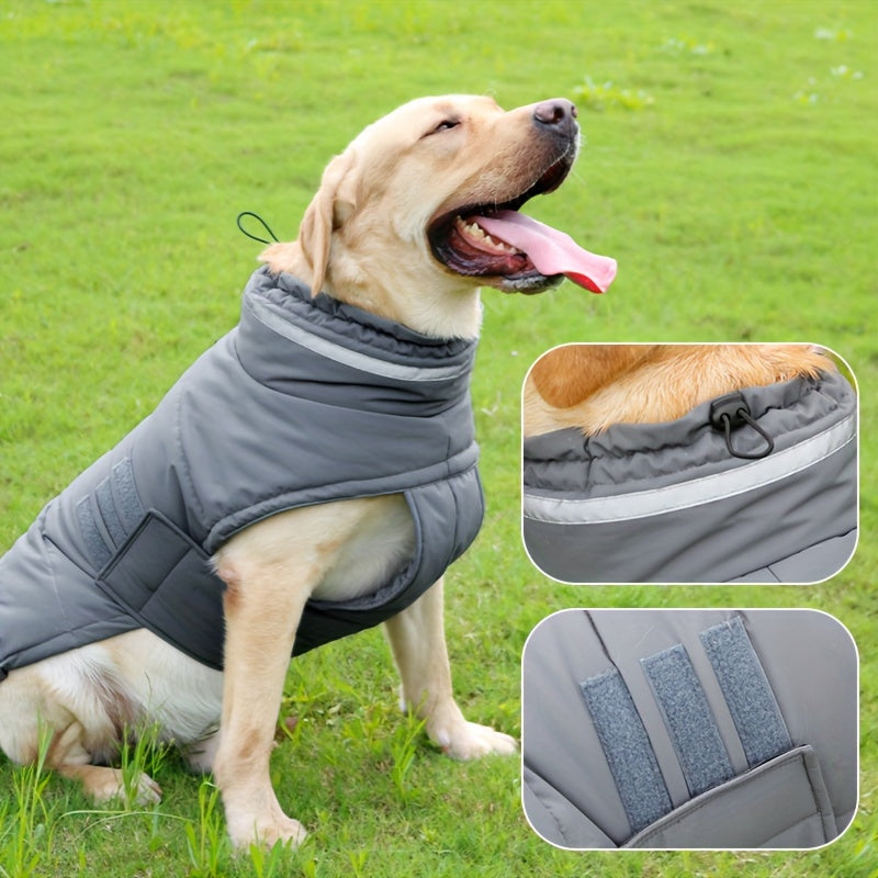 Winter Windproof Dog Jacket | High-Collar Snowproof Coat for Cold Weather – Warm Fleece Vest for Small, Medium & Large Dogs