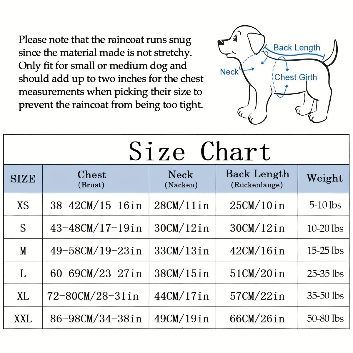 Stylish Premium Blue Dog Raincoat | Waterproof Zipper Jacket with Reflective Buttons, Adjustable Drawstring & Pocket – Striped Pattern for Small to Large Breeds