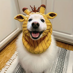 Loopsona Giraffe Pet Ear Warmer - Cozy Knit Hat for Cats & Dogs, Spring, New Year & Easter Gift