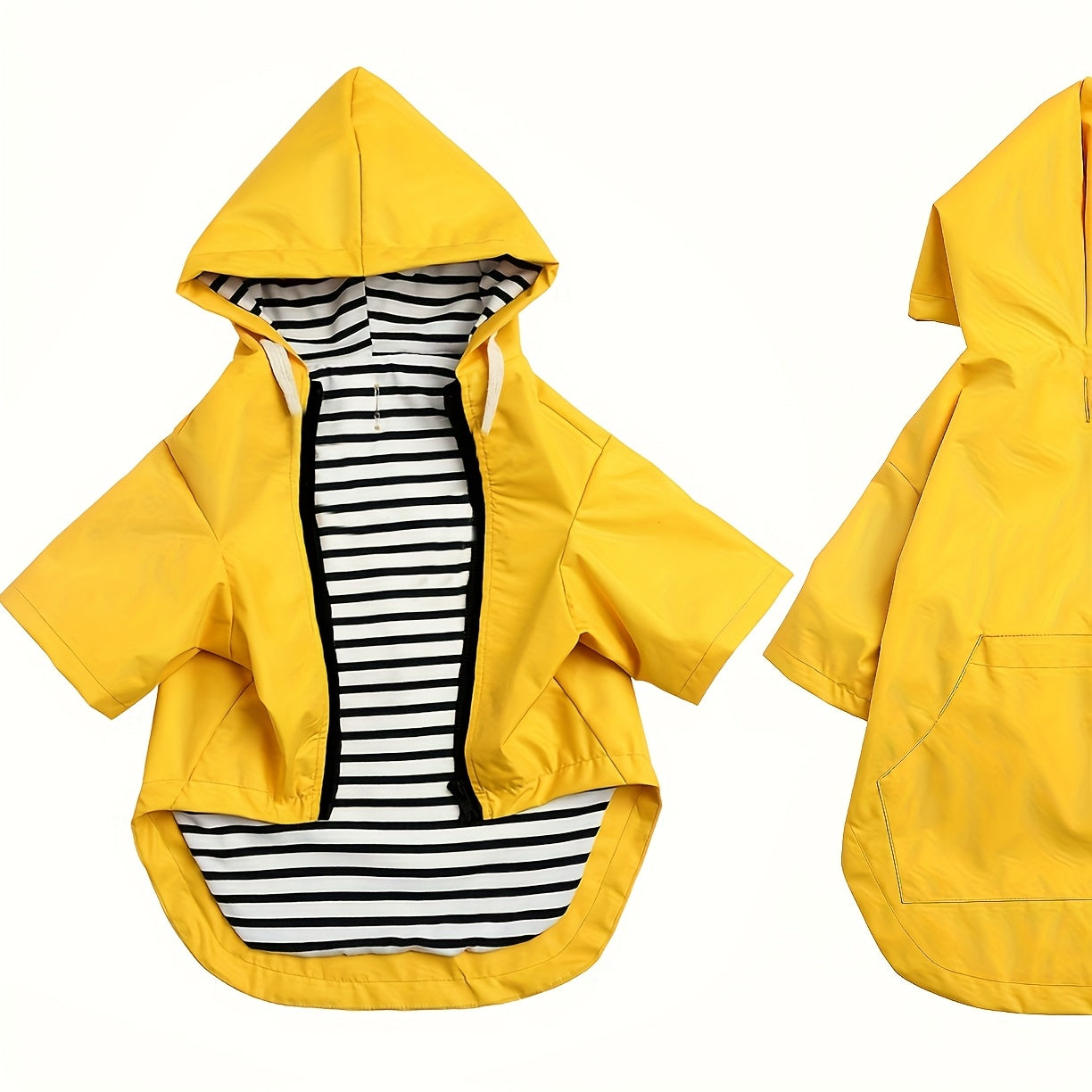 Dog Raincoat with Zipper | Waterproof Adjustable Neck Drawstring Poncho – Ideal for Wet Weather Walks