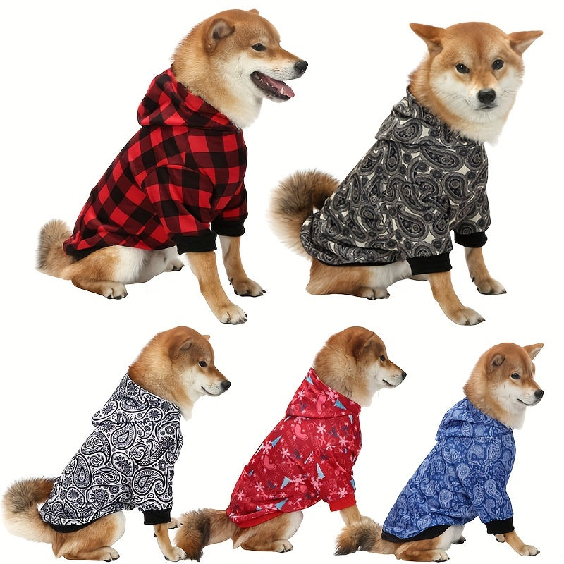 Christmas Dog Hoodie - Cute Knit Sweater Hoodie for Medium to Large Puppies, Party Outfit with Socks