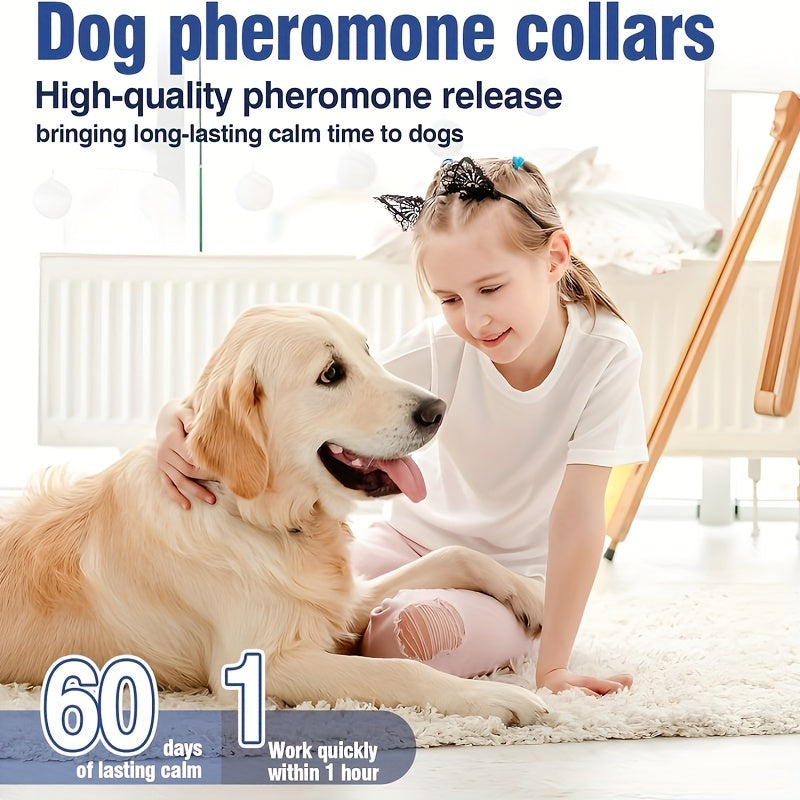 4-Pack Dog Calming Pheromone Collar Set | Anxiety & Stress Relief for Separation & Bad Behavior – Adjustable 60-Day Lasting Fit for Small, Medium & Large Breeds
