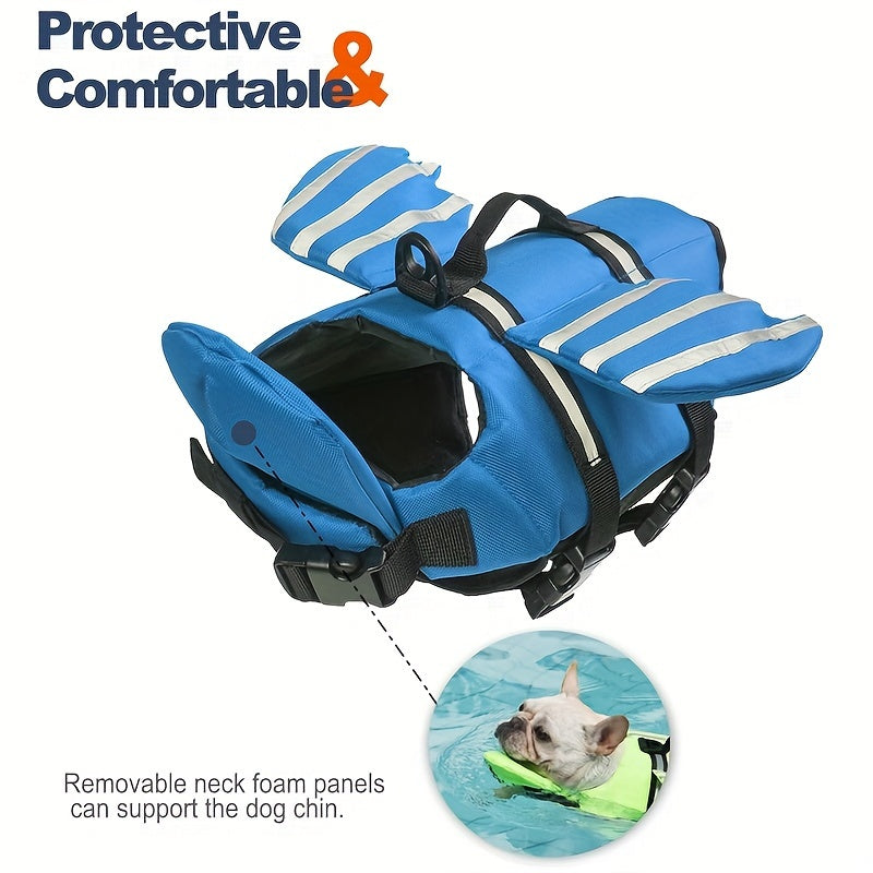Wings Adjustable Dog Life Jacket | Buoyancy Swim Vest with Chin Float, Reflective Strips & Quick-Release Buckles – For Small to Large Dogs