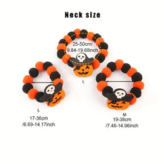 6-Piece Halloween Pet Collar Set | Quirky Pumpkin Decor with Elastic Rope Pom Pom Necklaces & Cat Scarves – Fun Spooky Accessories for Dogs & Cats