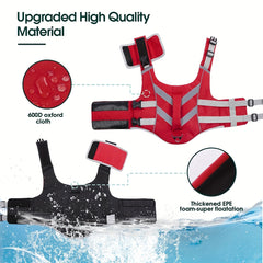 Waterproof Dog Life Jacket | Reflective Safety Strips, Adjustable Straps & D-Ring, Quick-Release Buckles – Lightweight Polyester Vest for Small, Medium & Large Dogs