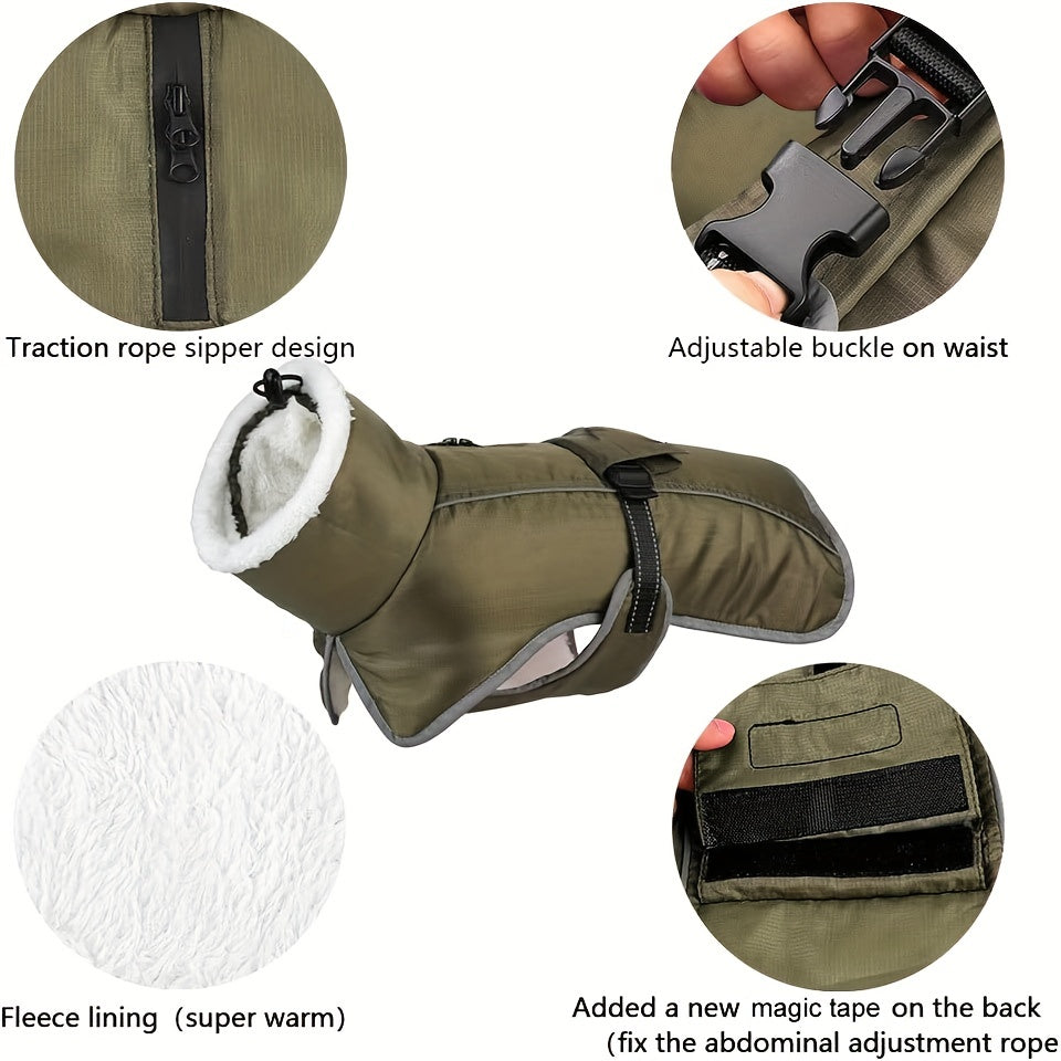 New Autumn Winter Windproof Fleece High-Collar Dog Jacket | Stylish Warm Outerwear for Small & Medium Dogs