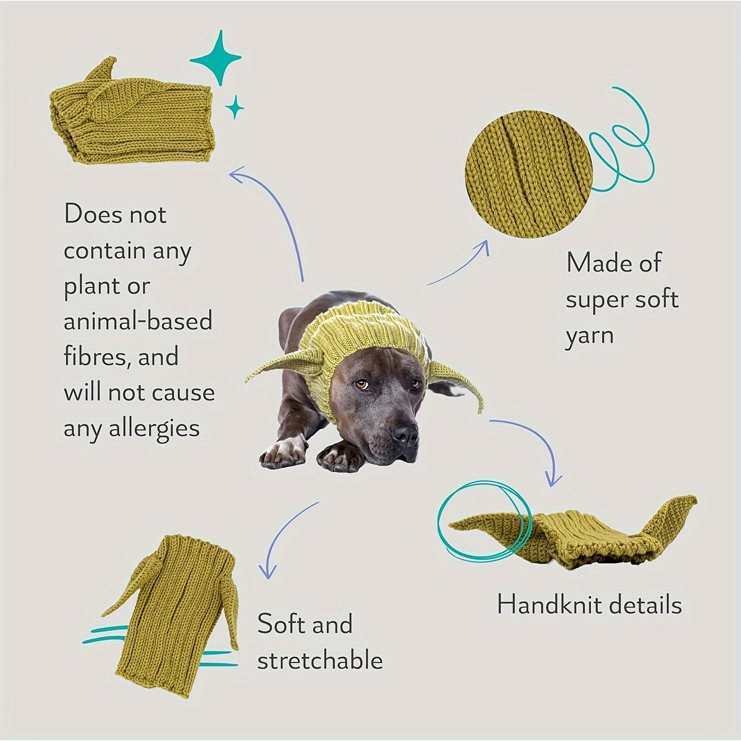 Green Goblin Pet Hat - Windproof Knit Earmuffs for Dogs, Halloween & Christmas All-Season Costume
