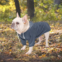 Stylish Premium Blue Dog Raincoat | Waterproof Zipper Jacket with Reflective Buttons, Adjustable Drawstring & Pocket – Striped Pattern for Small to Large Breeds