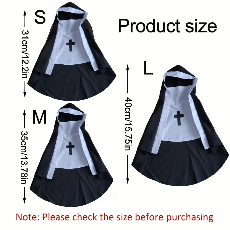 Loopsona Nun Costume Pet Outfit - Funny Party Accessory for Cats & Small Dogs