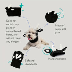 Black cow style comfortable warm windproof Halloween knitted pet dog hat American bison dress pet dog earmuffs Christmas warm accessories