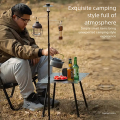 Portable Camping Light Stand with Double Hooks - Adjustable Height