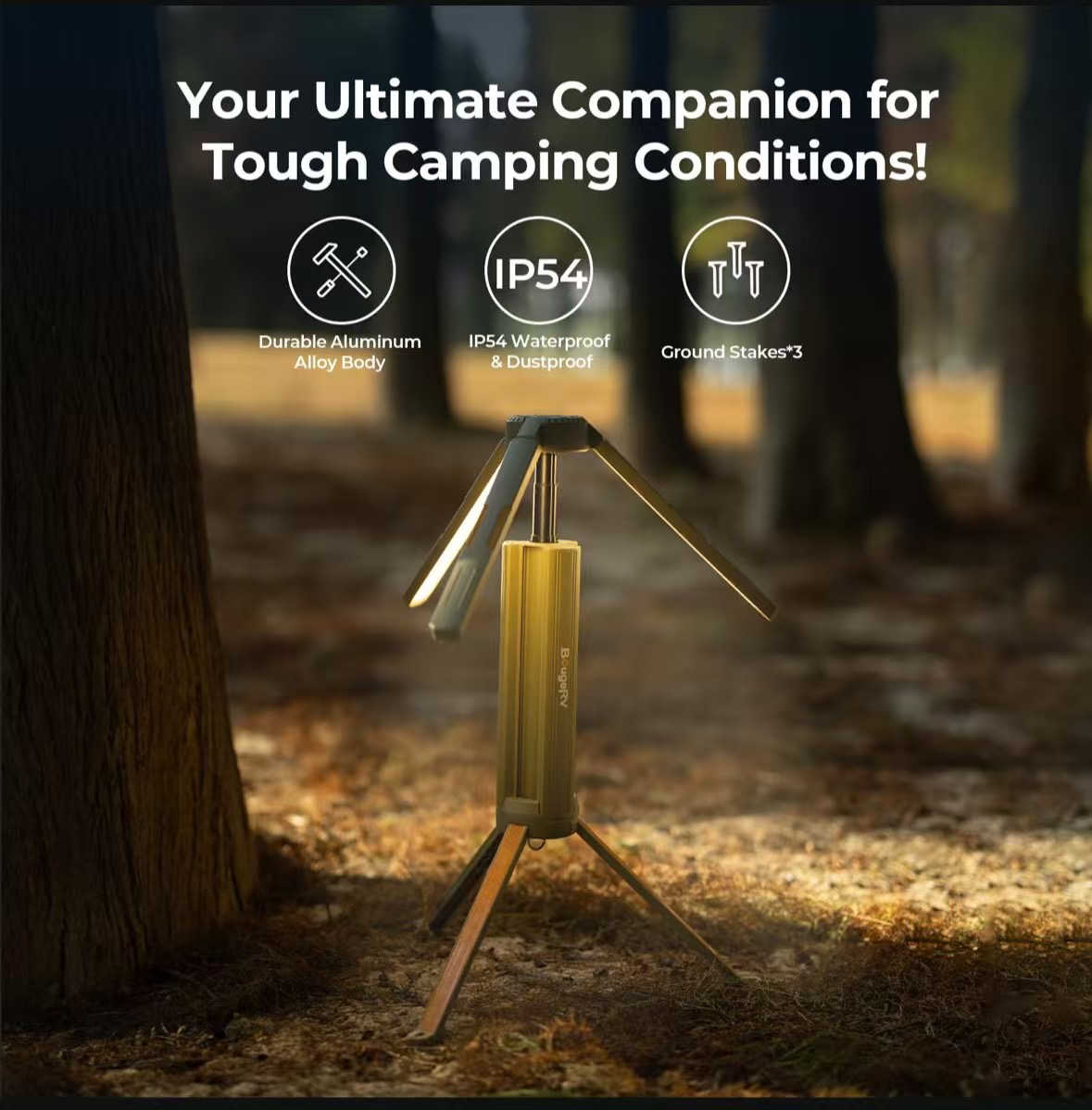 Portable Camping Lantern - 1000 LM & 1.64m