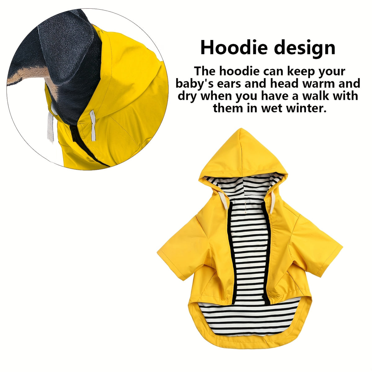 Dog Raincoat with Zipper | Waterproof Adjustable Neck Drawstring Poncho – Ideal for Wet Weather Walks