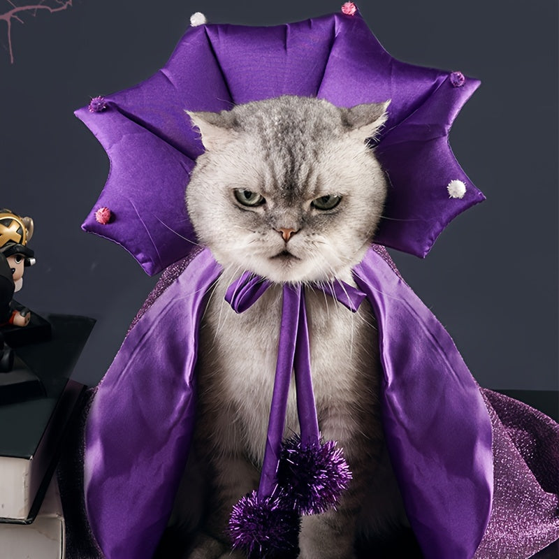 Pet Halloween Wizard Cape & Star Hat Set | Magical Cosplay Costume for Cats & Dogs – Spooky Party Outfit