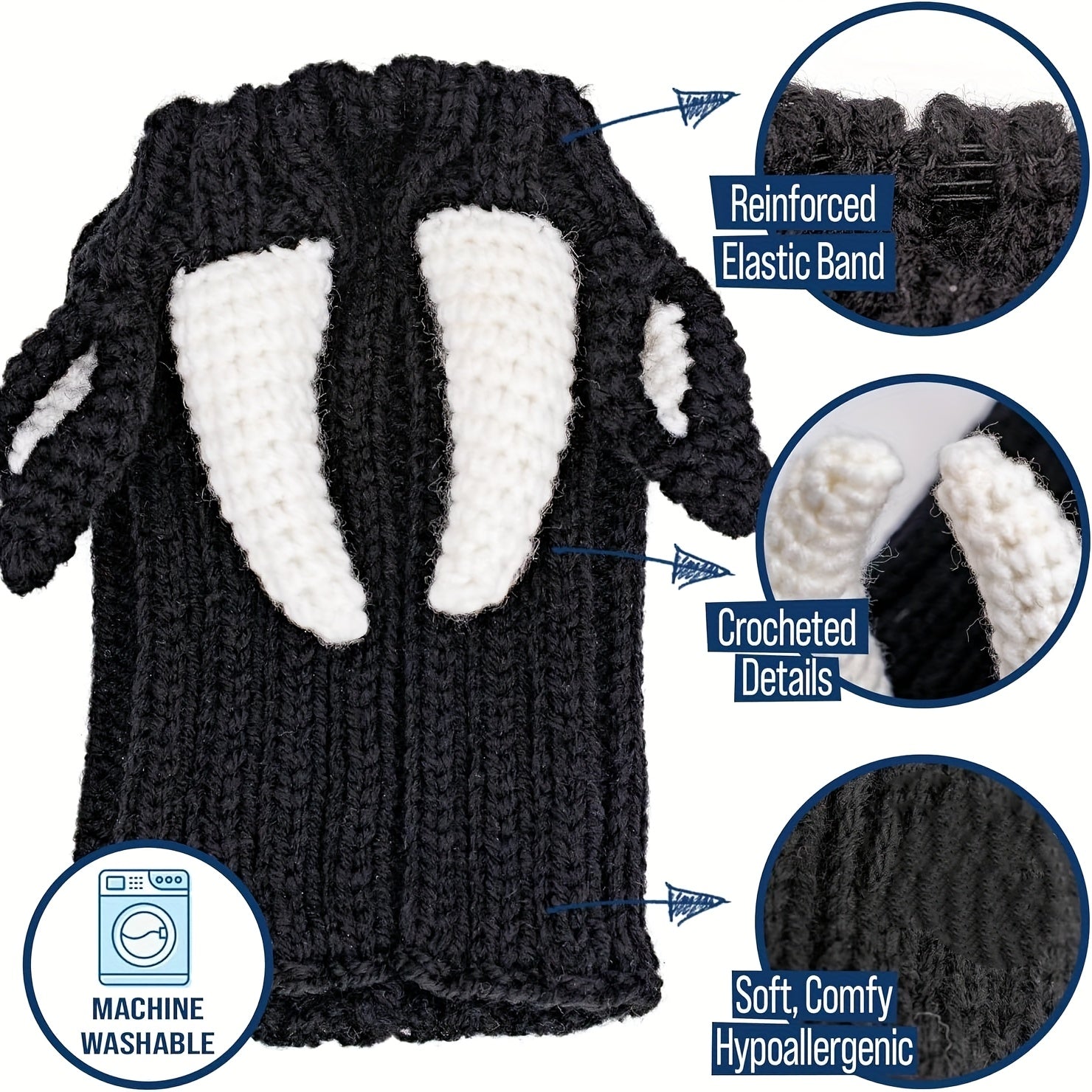 Black cow style comfortable warm windproof Halloween knitted pet dog hat American bison dress pet dog earmuffs Christmas warm accessories