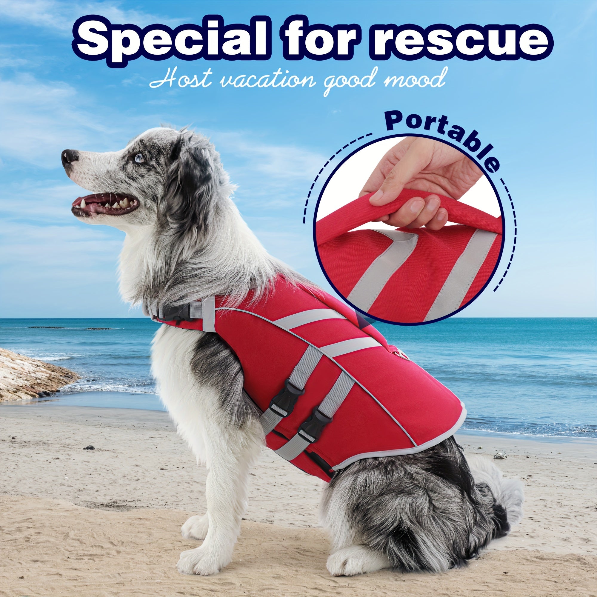 Waterproof Dog Life Jacket | Reflective Safety Strips, Adjustable Straps & D-Ring, Quick-Release Buckles – Lightweight Polyester Vest for Small, Medium & Large Dogs