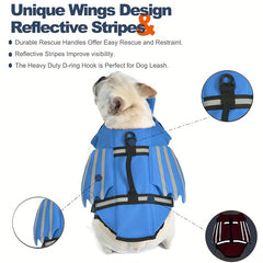 Wings Adjustable Dog Life Jacket | Buoyancy Swim Vest with Chin Float, Reflective Strips & Quick-Release Buckles – For Small to Large Dogs