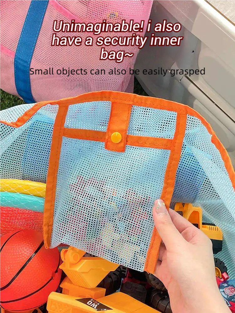Children's toy storage bag portable hand-held mommy bag net pocket swimming bag large travel seaside equipment beach bag