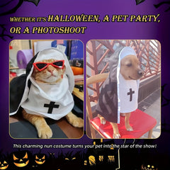 Loopsona Nun Costume Pet Outfit - Funny Party Accessory for Cats & Small Dogs