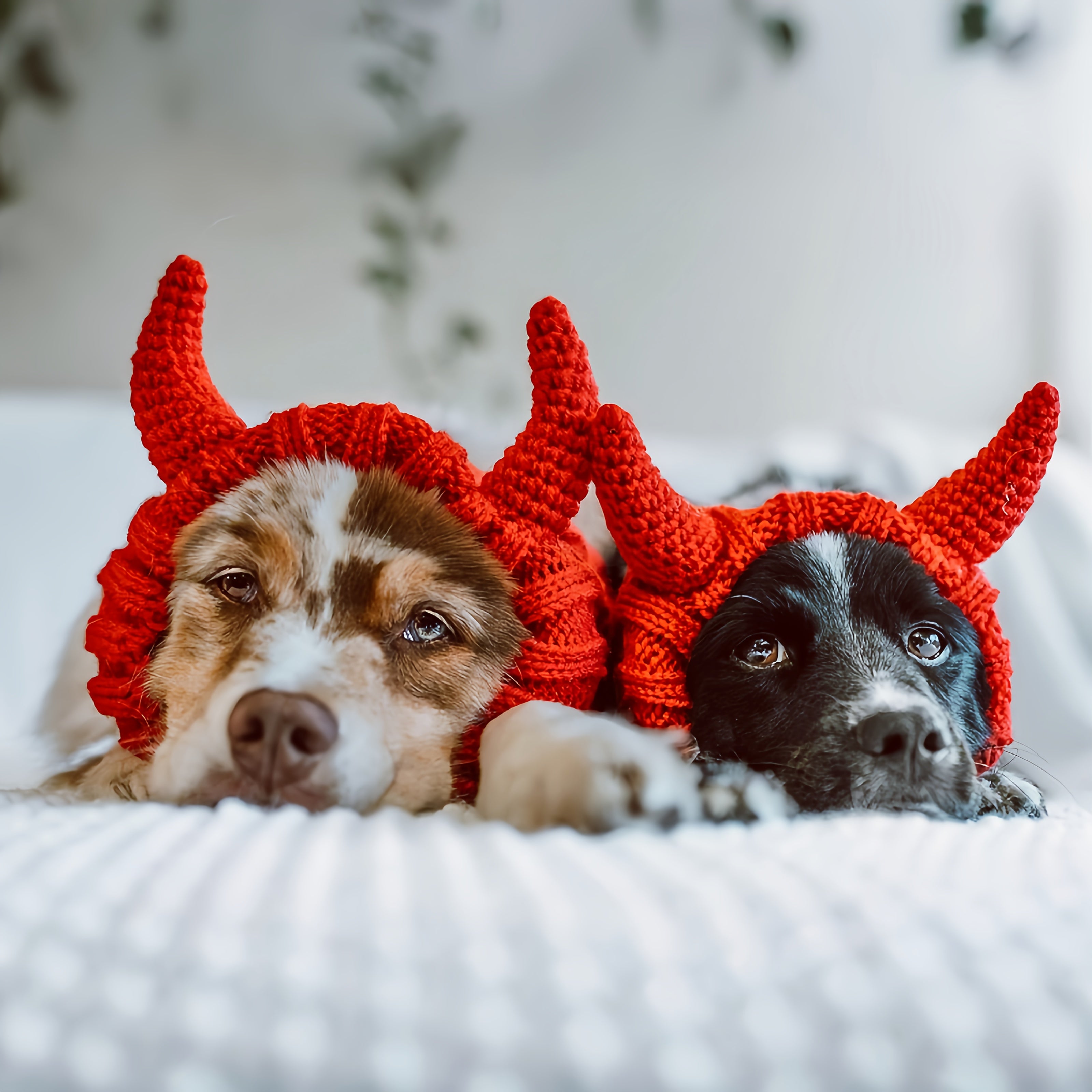 Unicorn Red Devil Monster Pet Hat - Warm Windproof Halloween Fantasy Knit Hat for Cats & Dogs