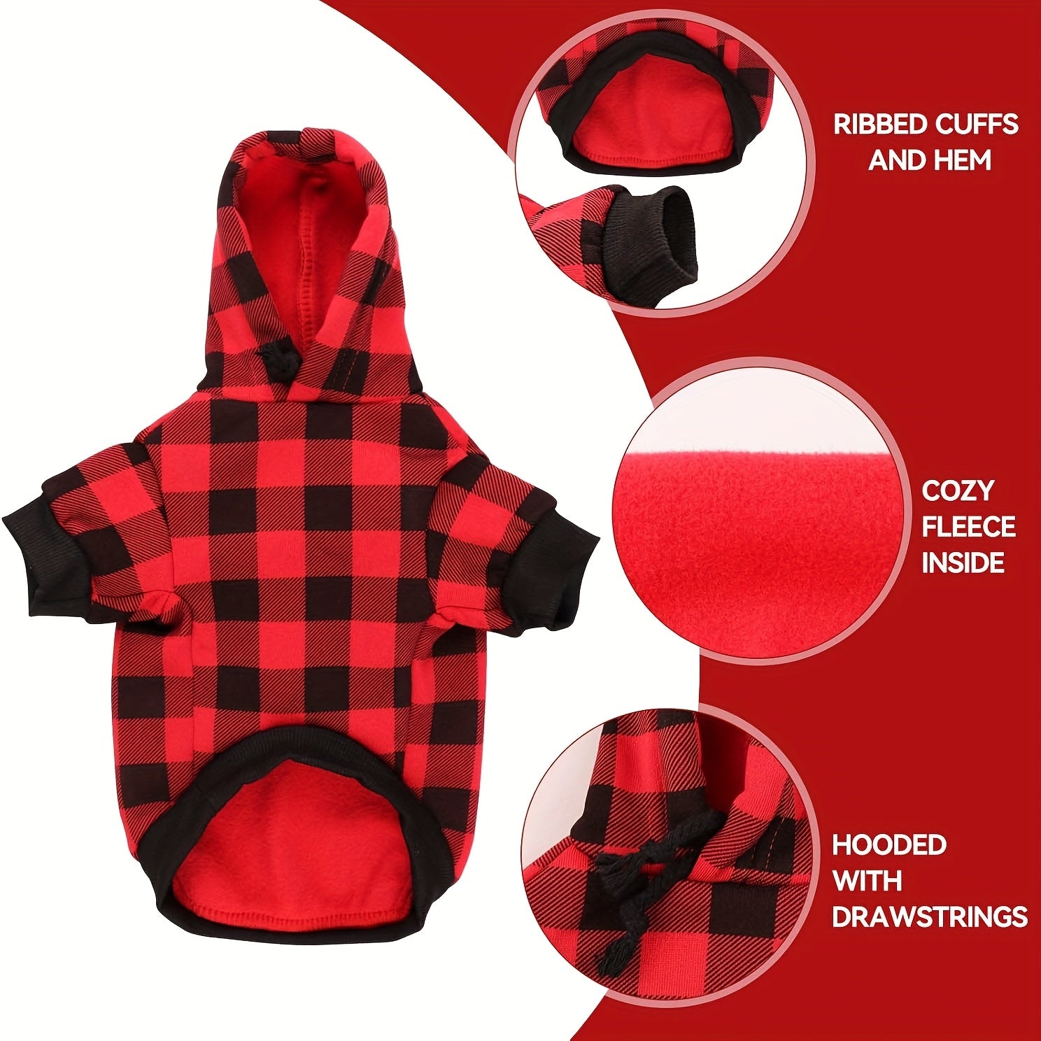 Christmas Dog Hoodie - Cute Knit Sweater Hoodie for Medium to Large Puppies, Party Outfit with Socks