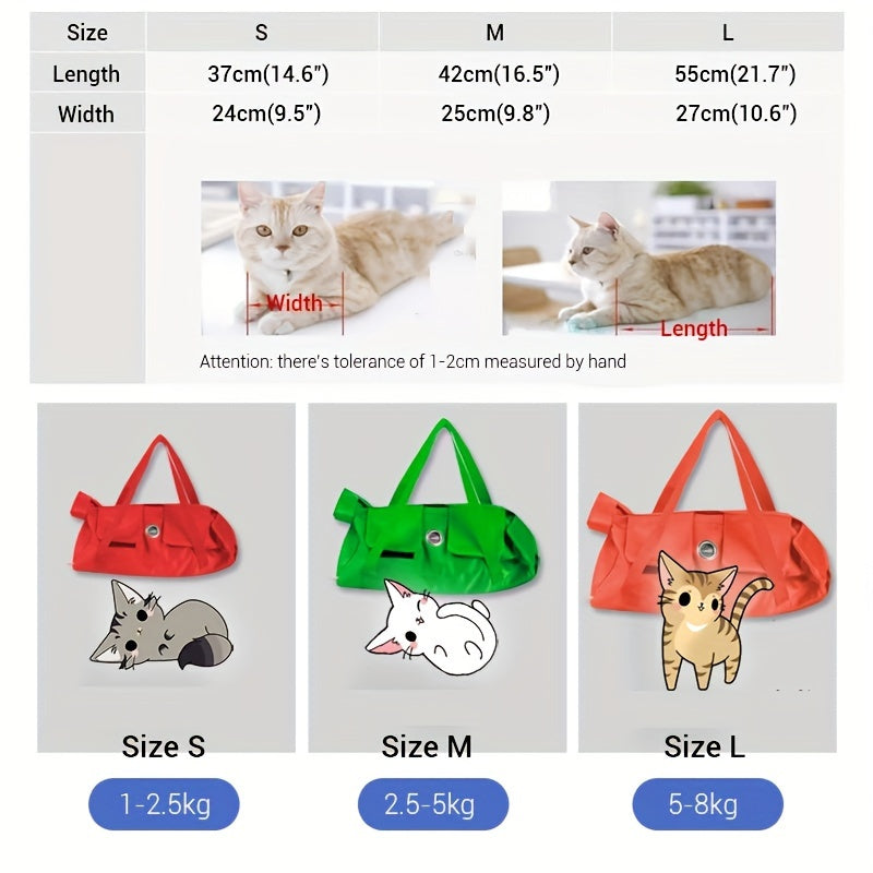 Bright Green Nylon Cat Harness Backpack Sling | Adjustable Foldable Travel Carrier – Safe Comfortable Design for Grooming, Vet Visits & Medication Management