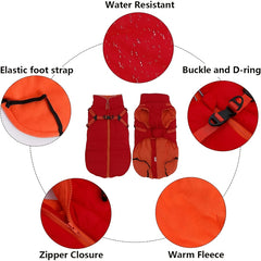 Loopsona Winter Dog Coat with Leash - Waterproof, Windproof Warm Coat for Small to Large Dogs