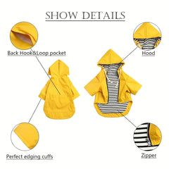 Dog Raincoat with Zipper | Waterproof Adjustable Neck Drawstring Poncho – Ideal for Wet Weather Walks