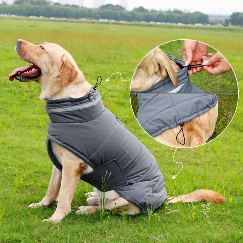 Winter Windproof Dog Jacket | High-Collar Snowproof Coat for Cold Weather – Warm Fleece Vest for Small, Medium & Large Dogs