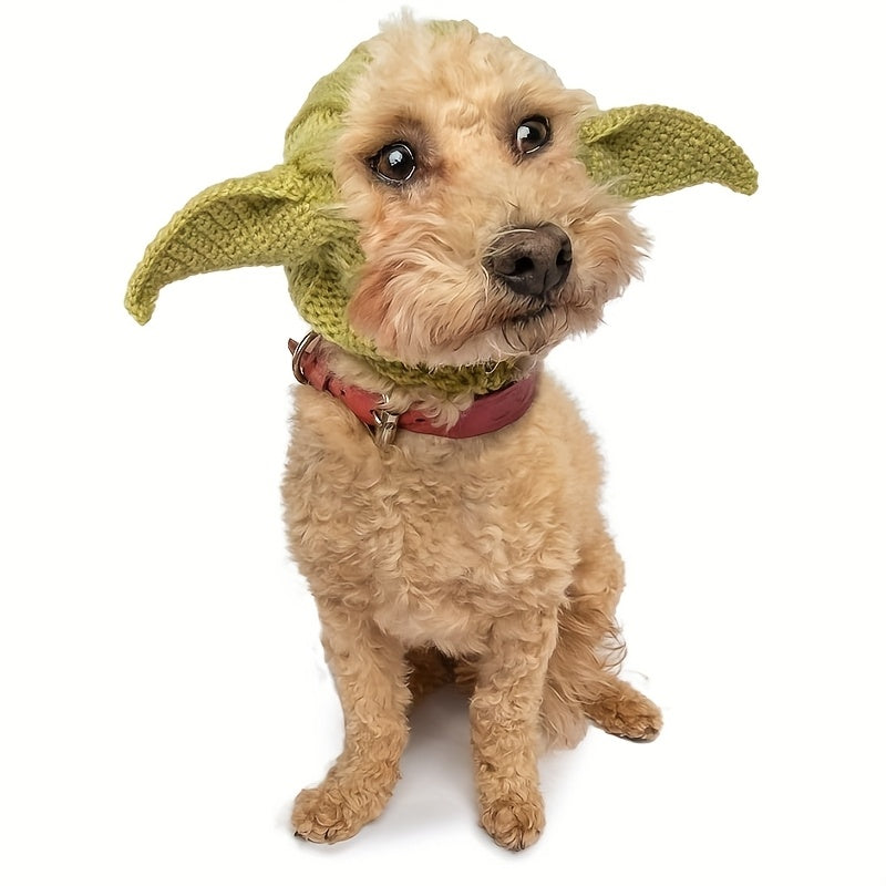 Green Goblin Pet Hat - Windproof Knit Earmuffs for Dogs, Halloween & Christmas All-Season Costume