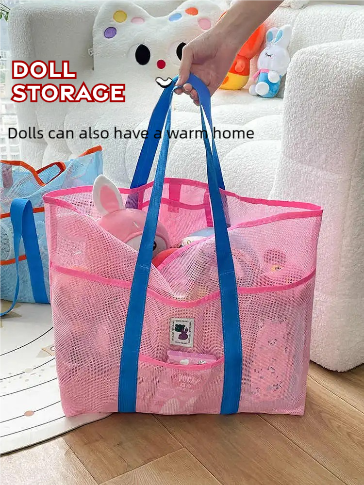 Children's toy storage bag portable hand-held mommy bag net pocket swimming bag large travel seaside equipment beach bag