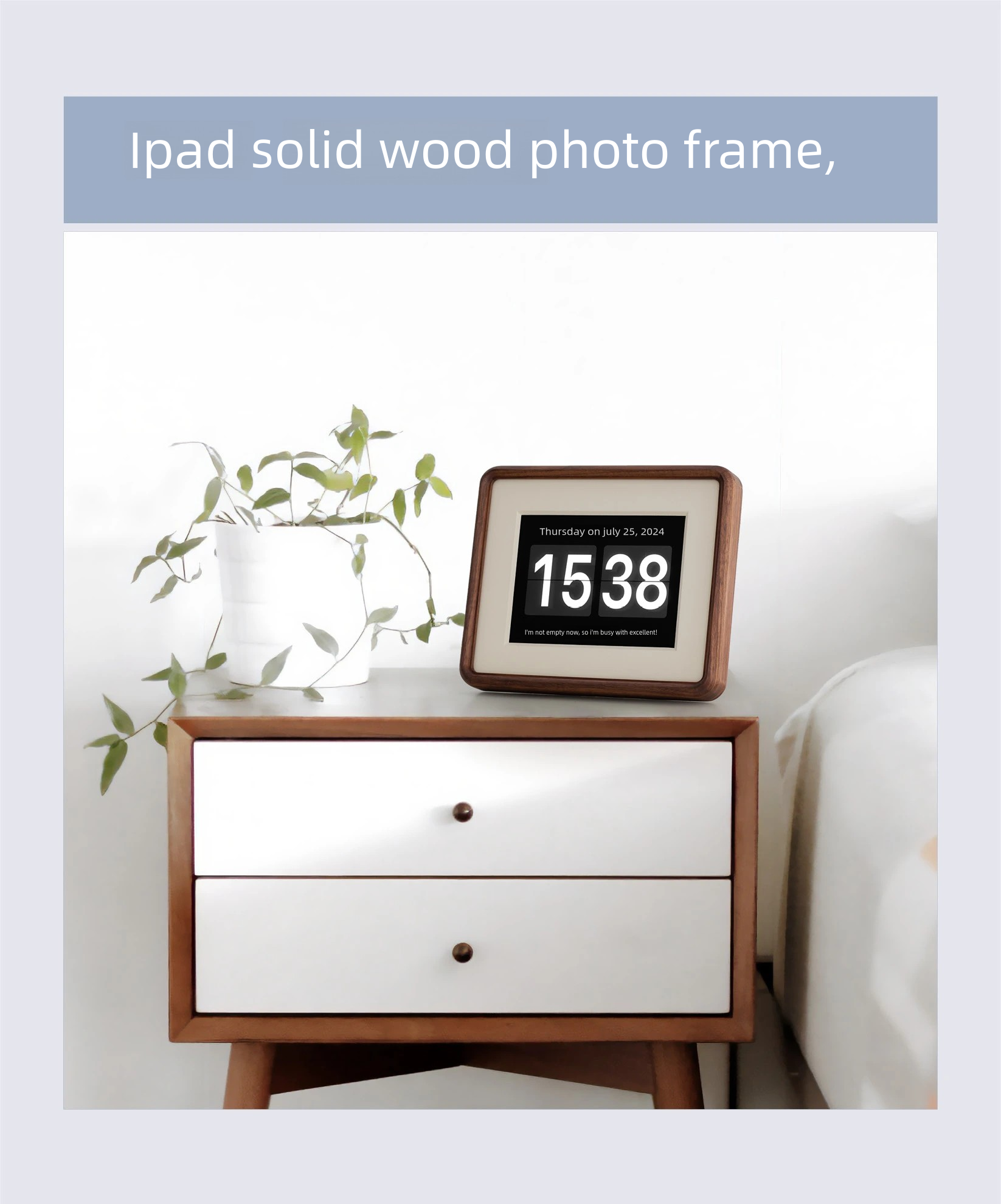 Ipad tablet transformation solid wood electronic photo frame old mini walnut clock frame album stand table photo frame picture frame
