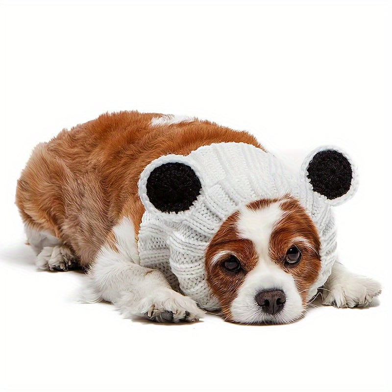 Loopsona Panda Pet Hat - Cozy Winter Knit Hat for Dogs, Halloween, Christmas & New Year