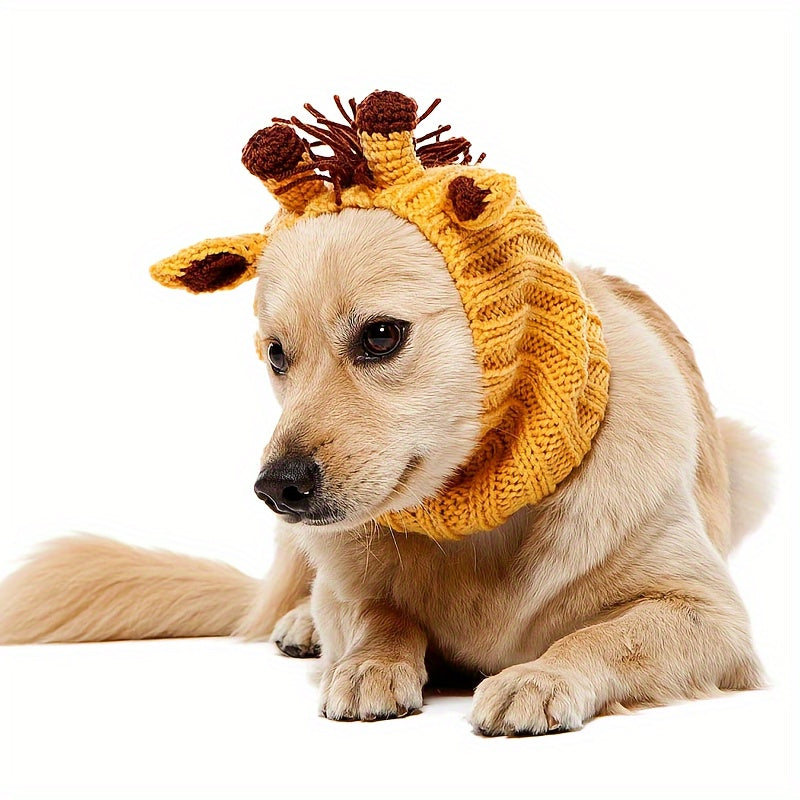 Loopsona Giraffe Pet Ear Warmer - Cozy Knit Hat for Cats & Dogs, Spring, New Year & Easter Gift