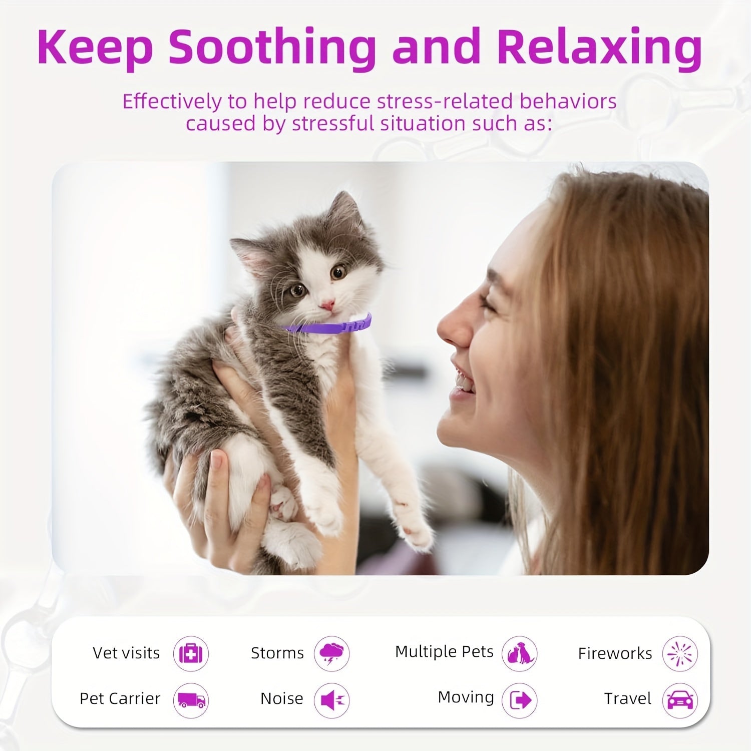 4-Pack Calming Pheromone Collars for Cats & Kittens | Effective Feline Relaxing Aid – Adjustable Comfort Fit for Small, Medium & Large Cats