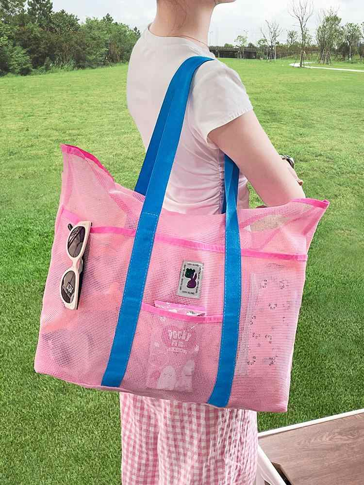 Children's toy storage bag portable hand-held mommy bag net pocket swimming bag large travel seaside equipment beach bag