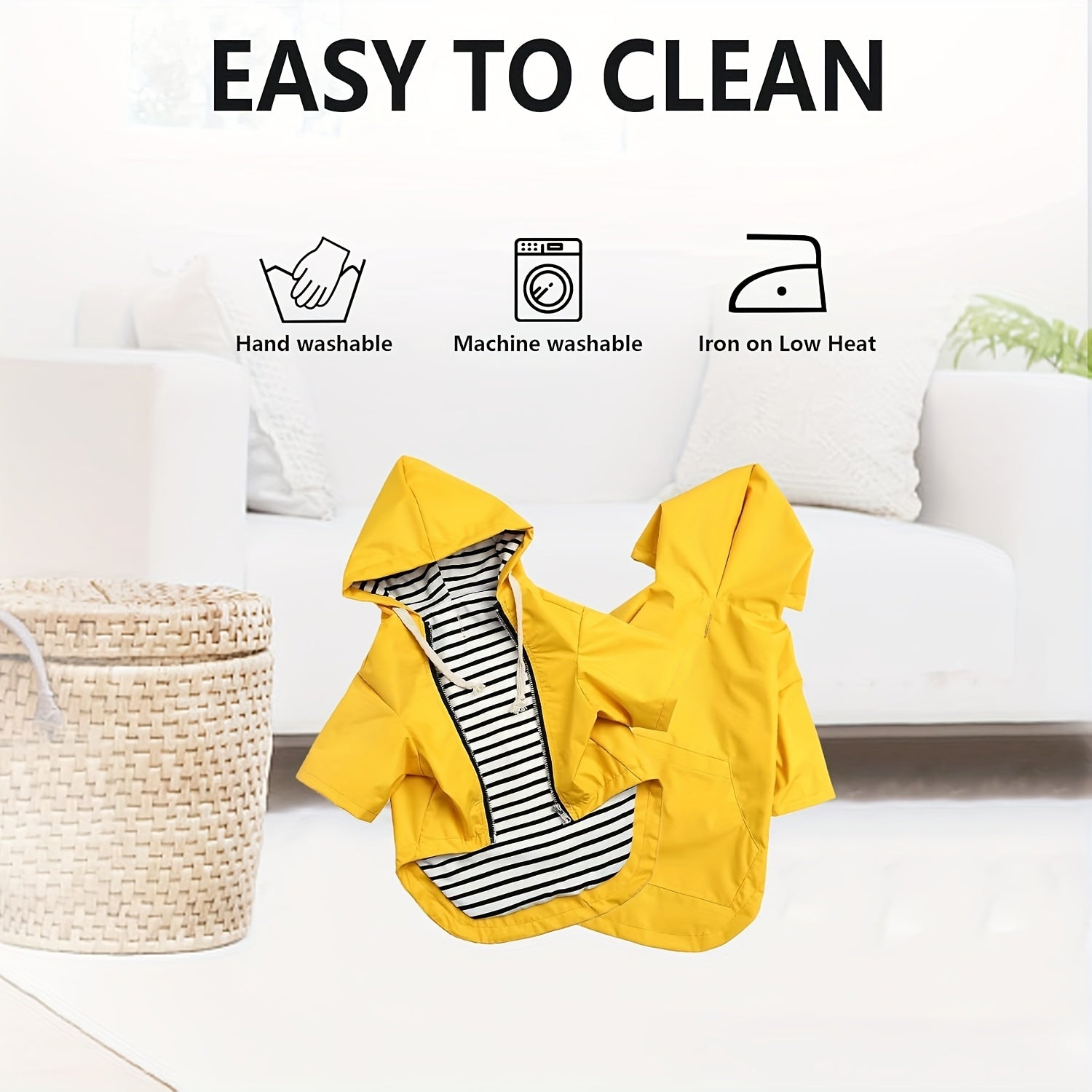 Dog Raincoat with Zipper | Waterproof Adjustable Neck Drawstring Poncho – Ideal for Wet Weather Walks
