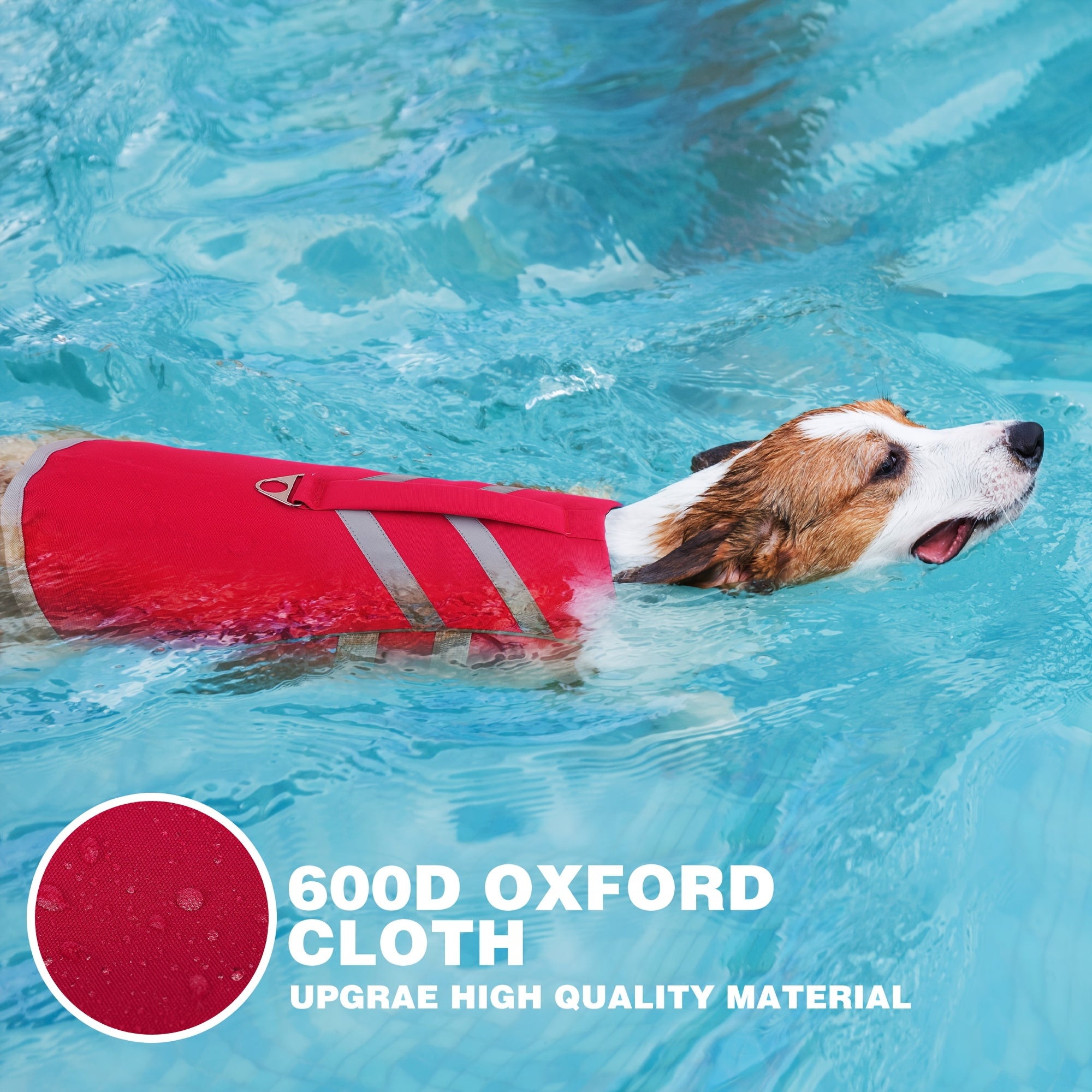Waterproof Dog Life Jacket | Reflective Safety Strips, Adjustable Straps & D-Ring, Quick-Release Buckles – Lightweight Polyester Vest for Small, Medium & Large Dogs
