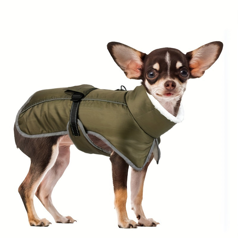 New Autumn Winter Windproof Fleece High-Collar Dog Jacket | Stylish Warm Outerwear for Small & Medium Dogs