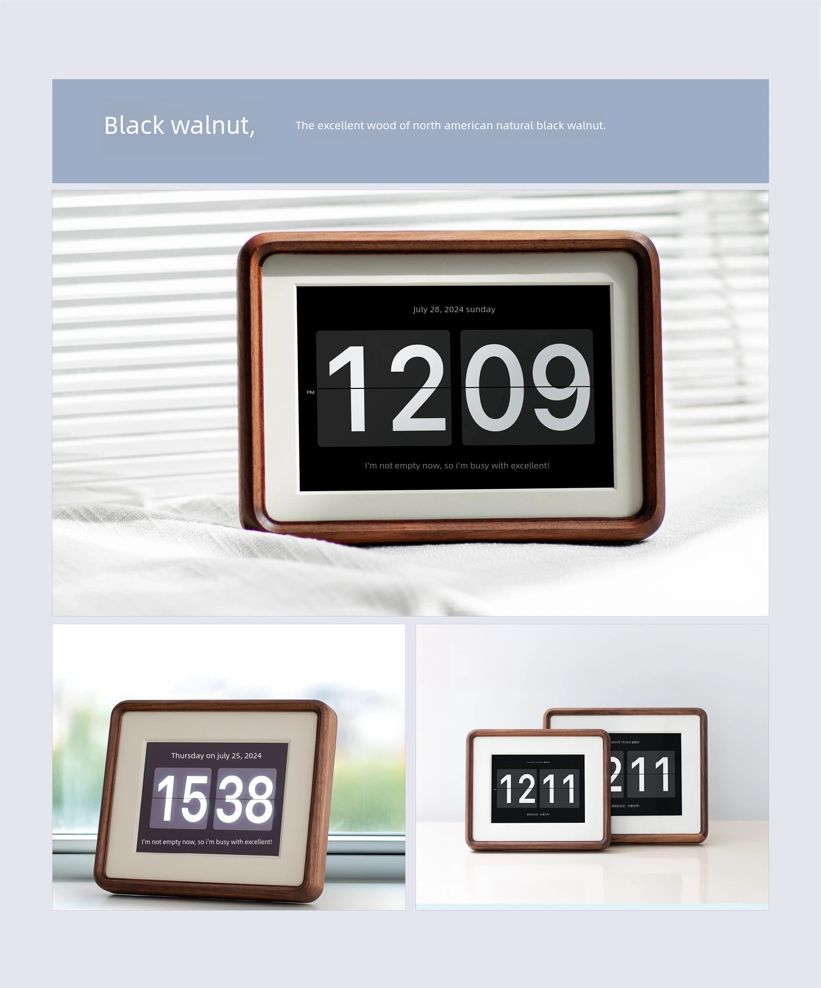 Ipad tablet transformation solid wood electronic photo frame old mini walnut clock frame album stand table photo frame picture frame