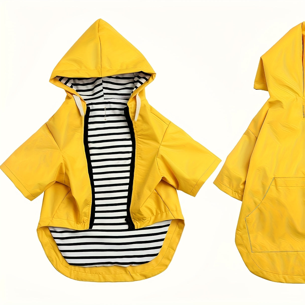 Dog Raincoat with Zipper | Waterproof Adjustable Neck Drawstring Poncho – Ideal for Wet Weather Walks