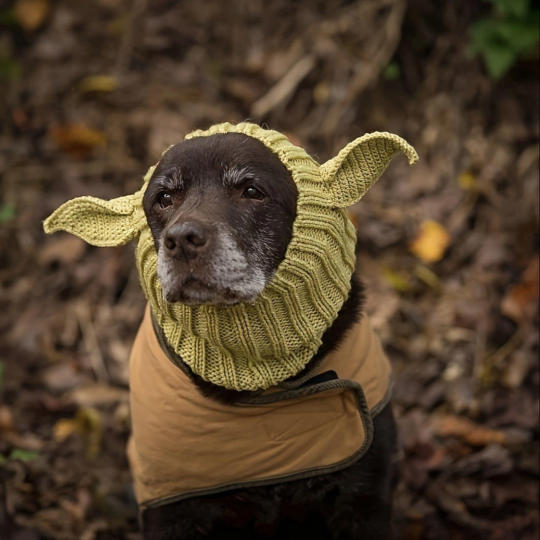 Green Goblin Pet Hat - Windproof Knit Earmuffs for Dogs, Halloween & Christmas All-Season Costume