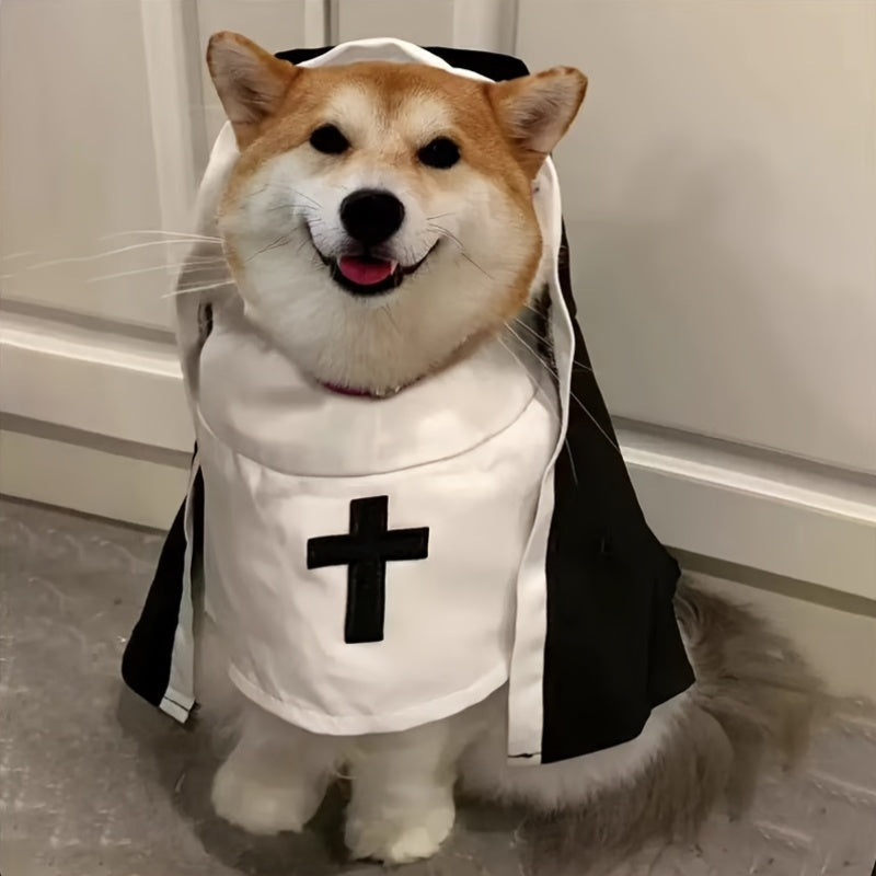 Loopsona Nun Costume Pet Outfit - Funny Party Accessory for Cats & Small Dogs