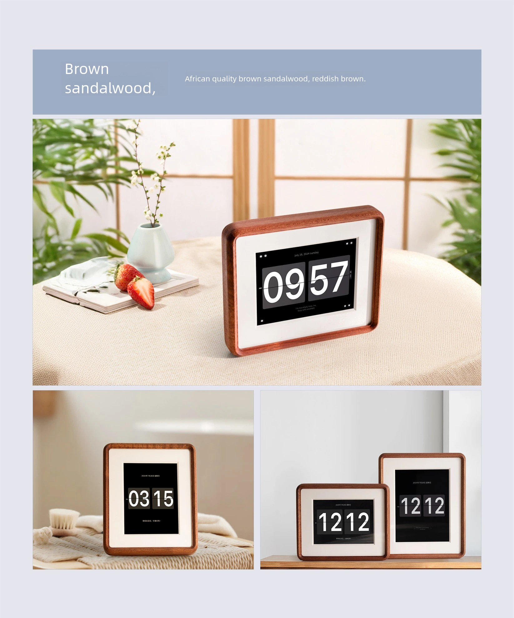 Ipad tablet transformation solid wood electronic photo frame old mini walnut clock frame album stand table photo frame picture frame