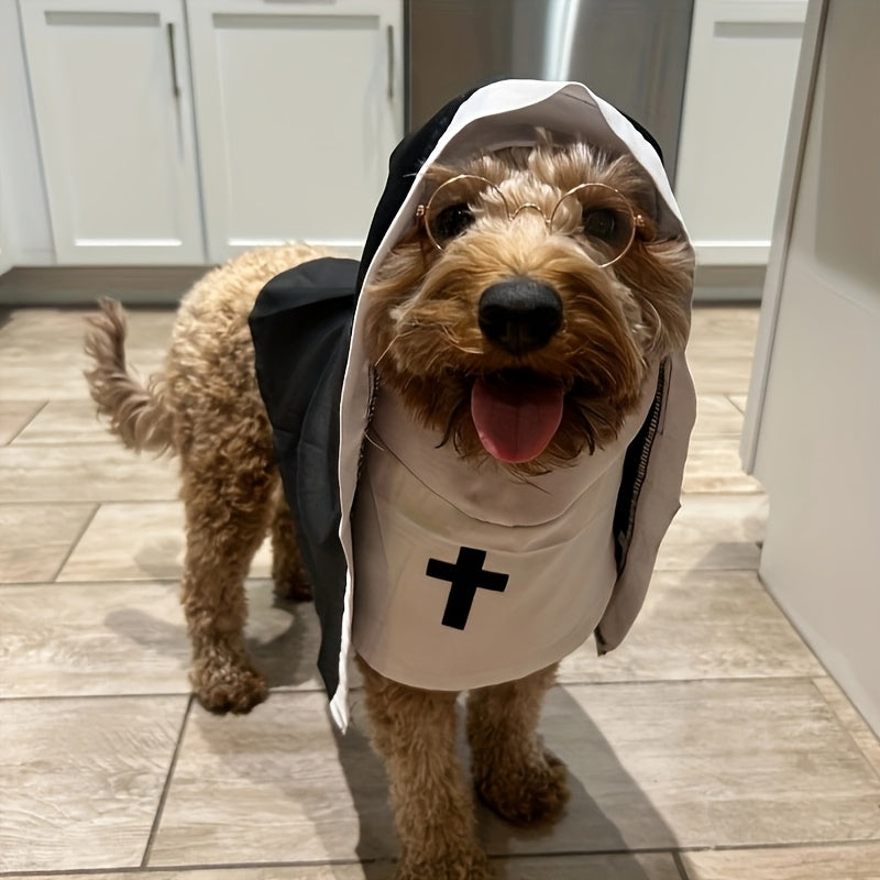 Loopsona Nun Costume Pet Outfit - Funny Party Accessory for Cats & Small Dogs