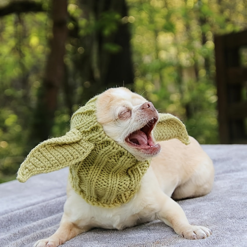 Green Goblin Pet Hat - Windproof Knit Earmuffs for Dogs, Halloween & Christmas All-Season Costume